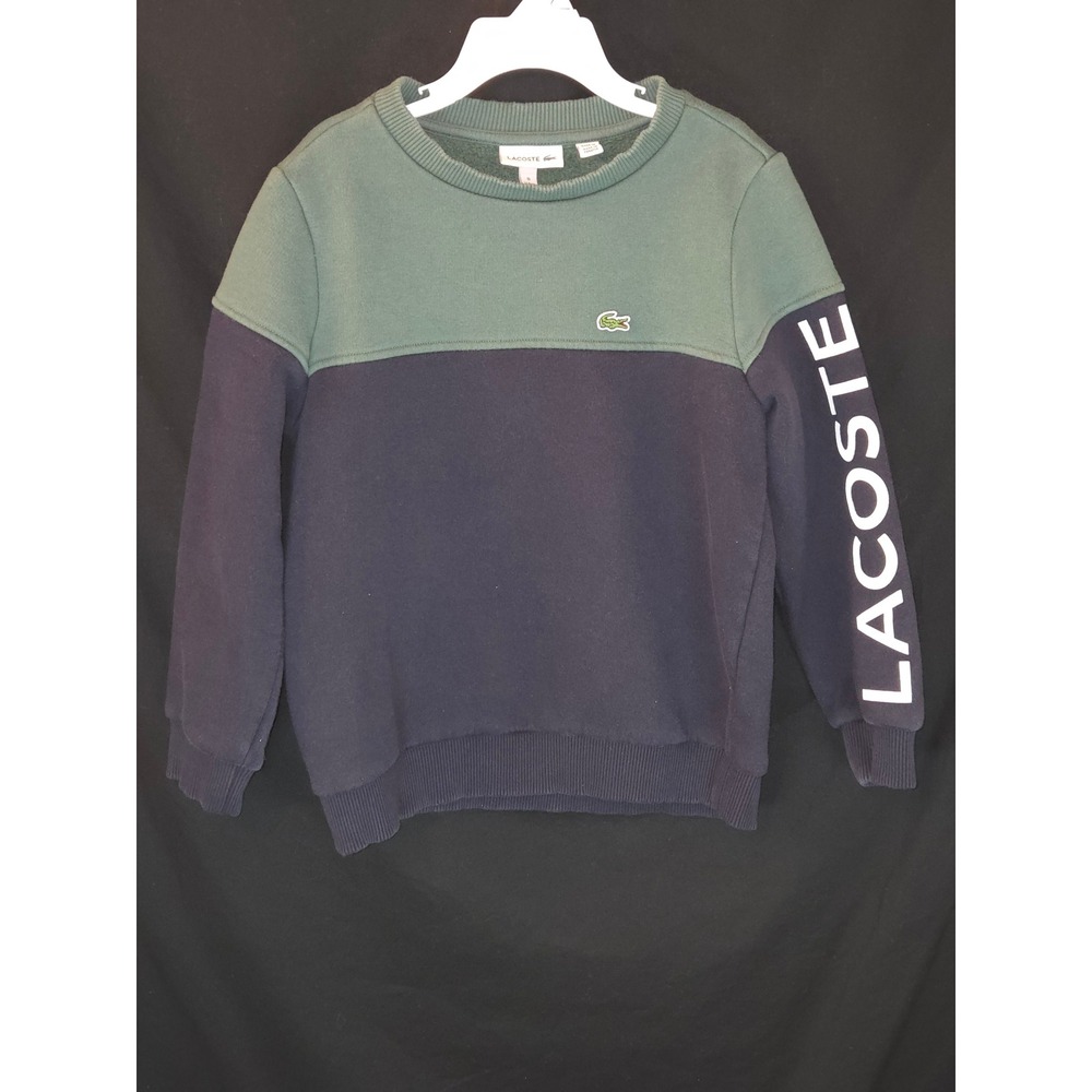 Lacoste Kids Color Block Logo Crewneck Sweatshirt Green Black Size 8